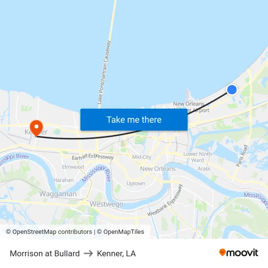 Morrison at Bullard to Kenner, LA map