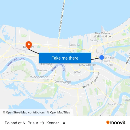 Poland at N. Prieur to Kenner, LA map