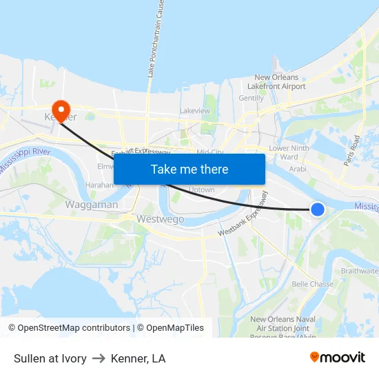 Sullen at Ivory to Kenner, LA map