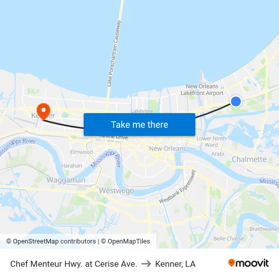 Chef Menteur Hwy. at Cerise Ave. to Kenner, LA map