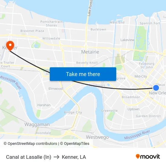 Canal at Lasalle (In) to Kenner, LA map