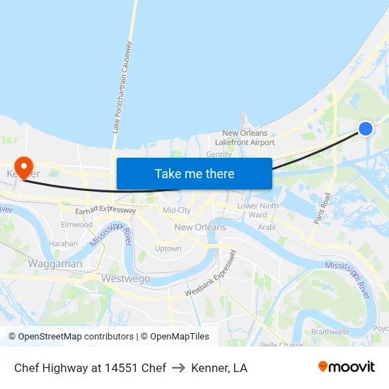 Chef Highway at 14551 Chef to Kenner, LA map