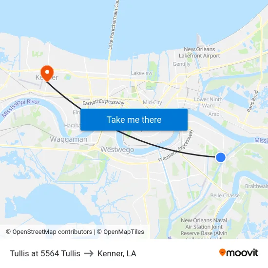 Tullis at 5564 Tullis to Kenner, LA map