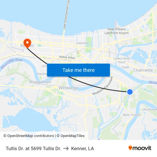 Tullis Dr. at 5699 Tullis Dr. to Kenner, LA map