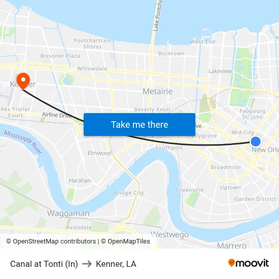 Canal at Tonti (In) to Kenner, LA map