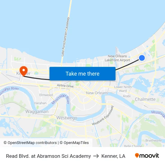 Read Blvd. at Abramson Sci Academy to Kenner, LA map