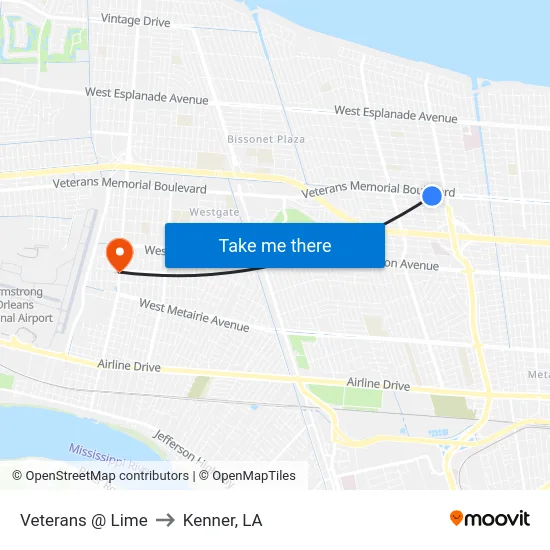 Veterans @ Lime to Kenner, LA map