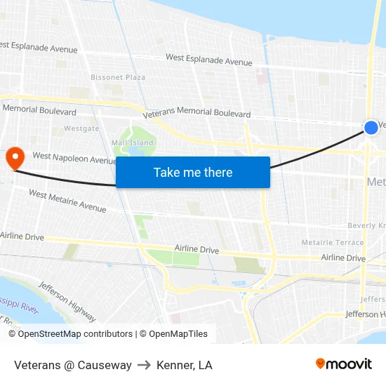 Veterans @ Causeway to Kenner, LA map