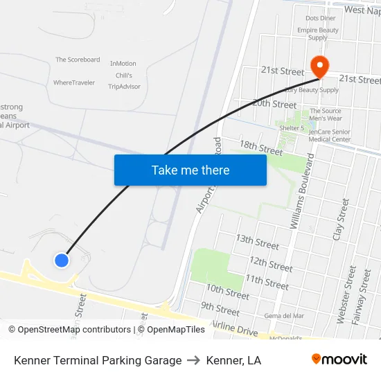 Kenner Terminal Parking Garage to Kenner, LA map