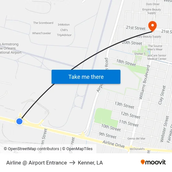 Airline @ Airport Entrance to Kenner, LA map