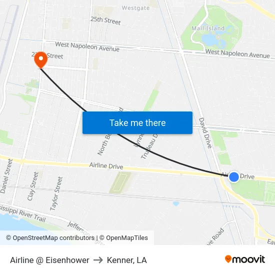 Airline @ Eisenhower to Kenner, LA map