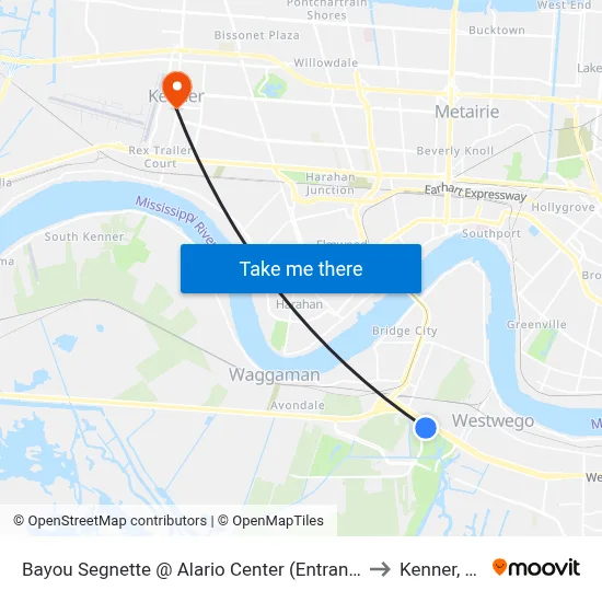 Bayou Segnette @ Alario Center (Entrance) to Kenner, LA map