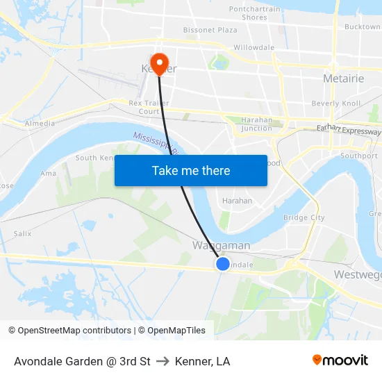 Avondale Garden @ 3rd St to Kenner, LA map