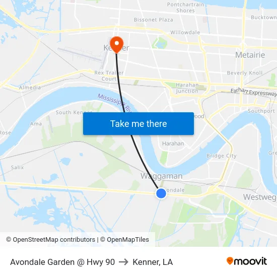Avondale Garden @ Hwy 90 to Kenner, LA map