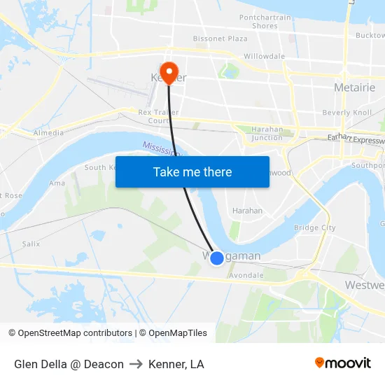 Glen Della @ Deacon to Kenner, LA map