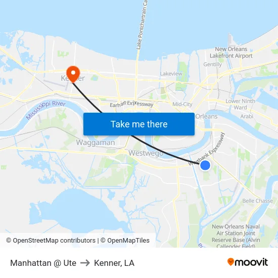 Manhattan @ Ute to Kenner, LA map