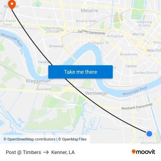 Post @ Timbers to Kenner, LA map