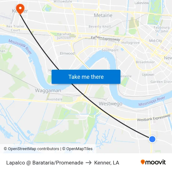 Lapalco @ Barataria/Promenade to Kenner, LA map