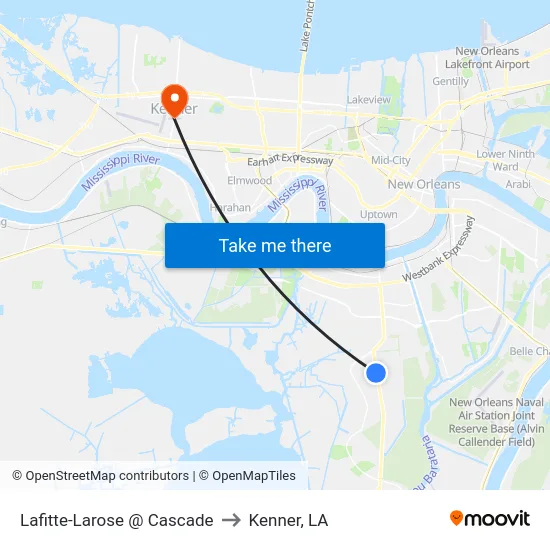 Lafitte-Larose @ Cascade to Kenner, LA map