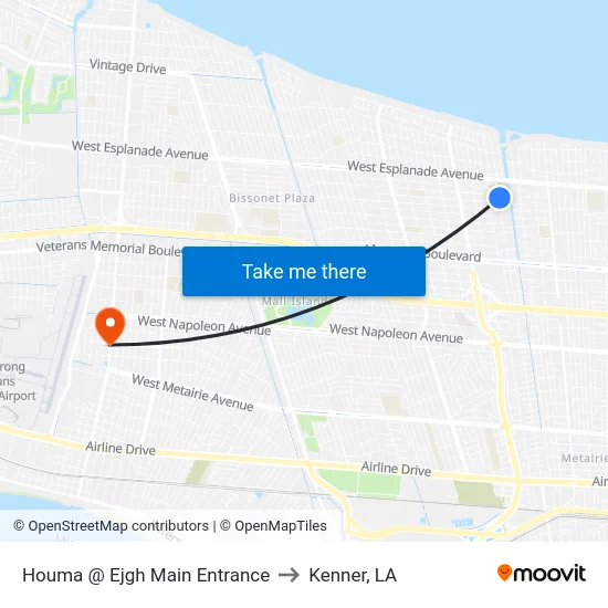 Houma @ Ejgh Main Entrance to Kenner, LA map