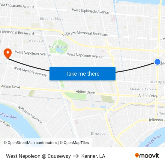 West Nepoleon @ Causeway to Kenner, LA map