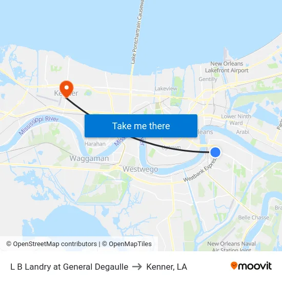 L B Landry at General Degaulle to Kenner, LA map