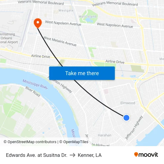 Edwards Ave. at Susitna Dr. to Kenner, LA map