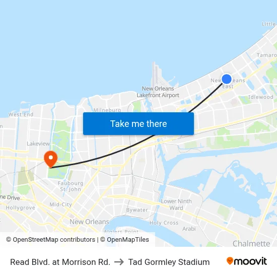 Read Blvd. at Morrison Rd. to Tad Gormley Stadium map