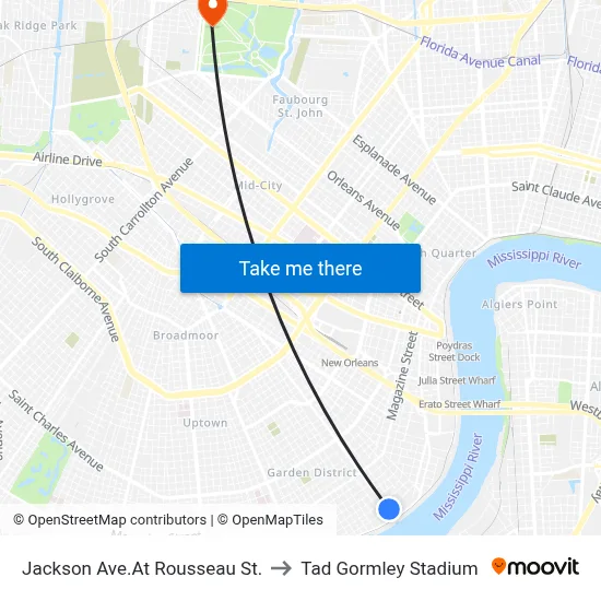 Jackson Ave.At Rousseau St. to Tad Gormley Stadium map