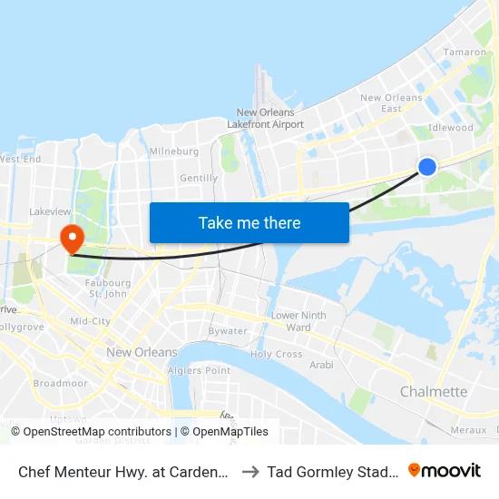 Chef Menteur Hwy. at Cardenas Dr. to Tad Gormley Stadium map