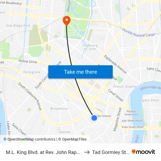 M.L. King Blvd. at Rev. John Raphael Jr. Way to Tad Gormley Stadium map