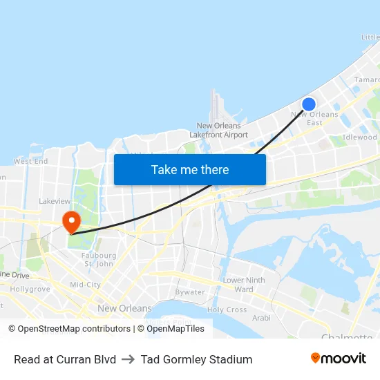 Read at Curran Blvd to Tad Gormley Stadium map