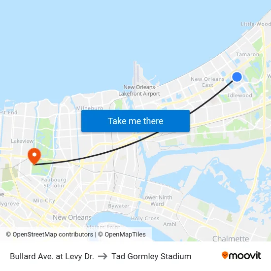 Bullard Ave. at Levy Dr. to Tad Gormley Stadium map