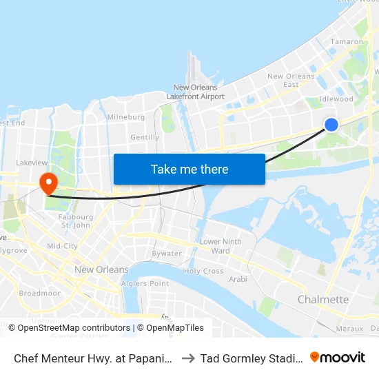 Chef Menteur Hwy. at Papania Dr. to Tad Gormley Stadium map