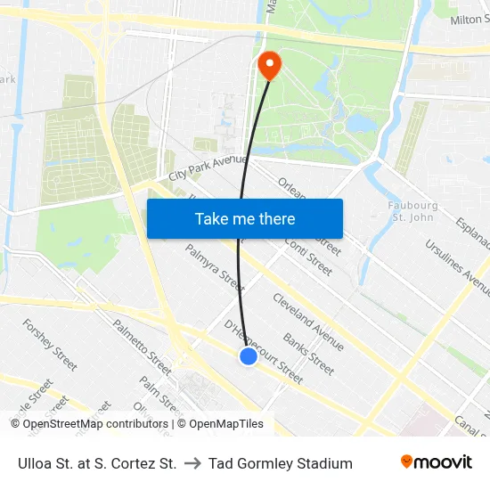 Ulloa St. at S. Cortez St. to Tad Gormley Stadium map