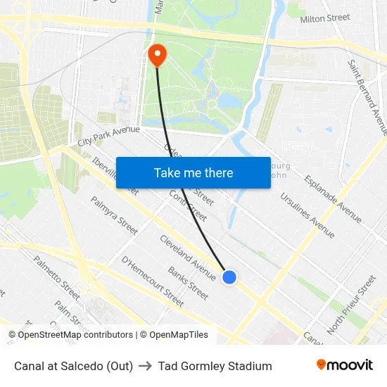 Canal at Salcedo (Out) to Tad Gormley Stadium map