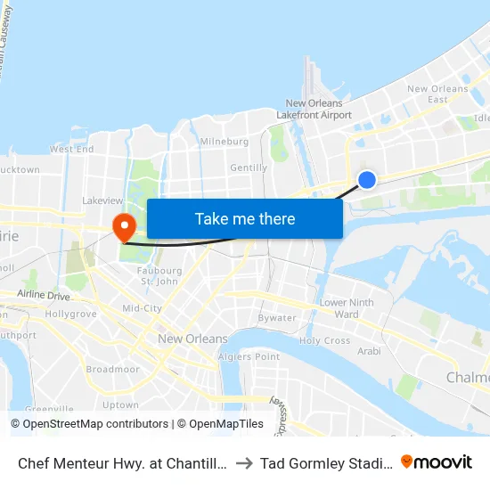 Chef Menteur Hwy. at Chantilly Dr. to Tad Gormley Stadium map