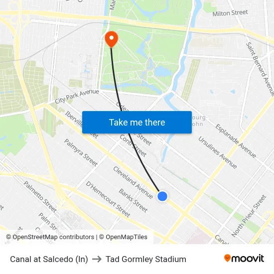 Canal at Salcedo (In) to Tad Gormley Stadium map