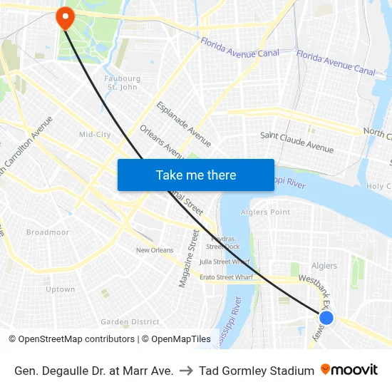 Gen. Degaulle Dr. at Marr Ave. to Tad Gormley Stadium map