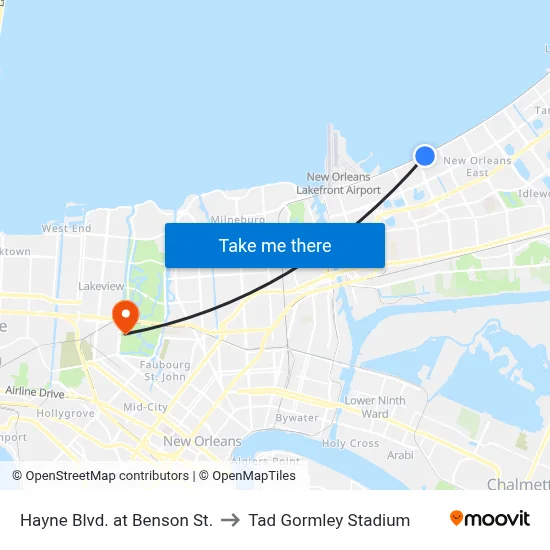Hayne Blvd. at Benson St. to Tad Gormley Stadium map