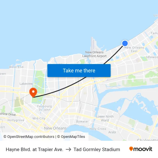 Hayne Blvd. at Trapier Ave. to Tad Gormley Stadium map