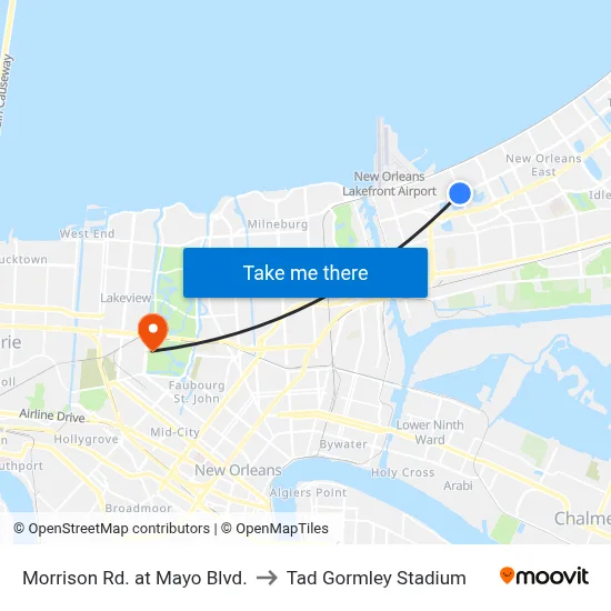 Morrison Rd. at Mayo Blvd. to Tad Gormley Stadium map