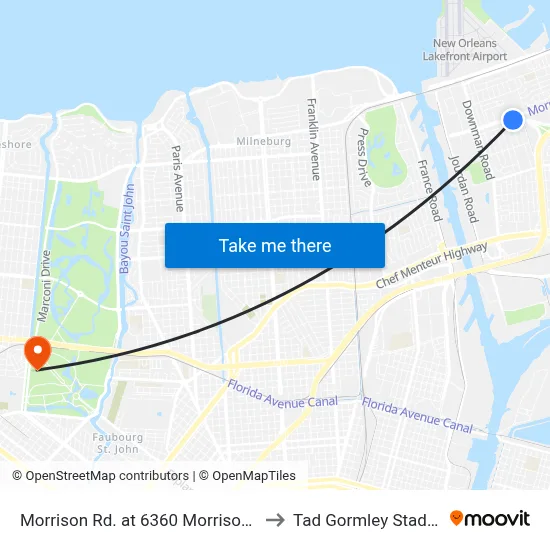 Morrison Rd. at 6360 Morrison Rd. to Tad Gormley Stadium map