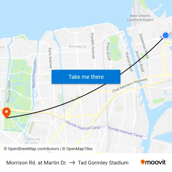 Morrison Rd. at Martin Dr. to Tad Gormley Stadium map