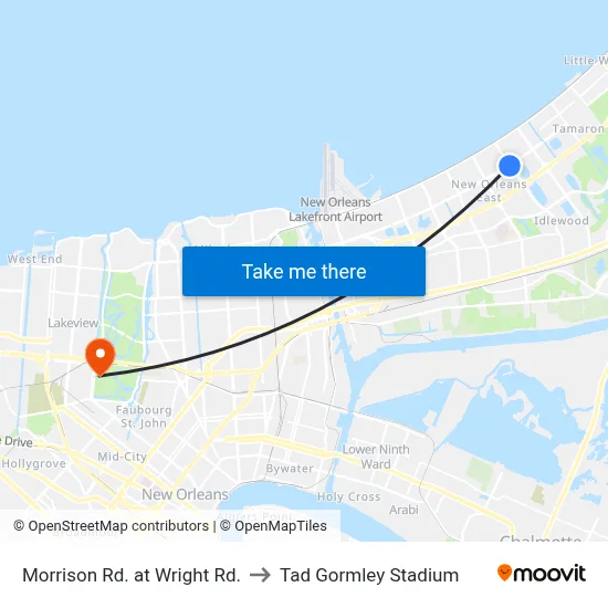 Morrison Rd. at Wright Rd. to Tad Gormley Stadium map