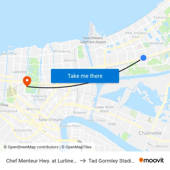 Chef Menteur Hwy. at Lurline St. to Tad Gormley Stadium map