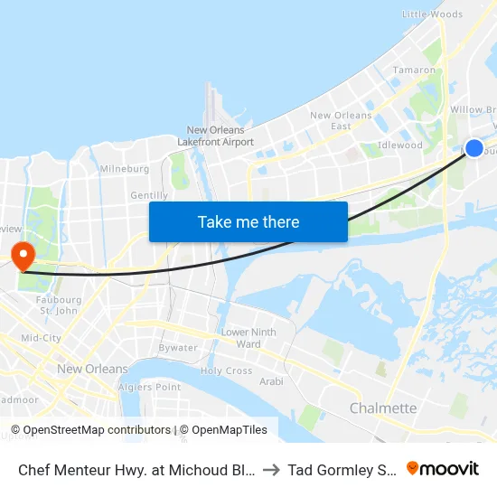 Chef Menteur Hwy. at Michoud Blvd. (Farside) to Tad Gormley Stadium map