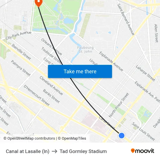 Canal at Lasalle (In) to Tad Gormley Stadium map