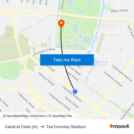 Canal at Clark (In) to Tad Gormley Stadium map