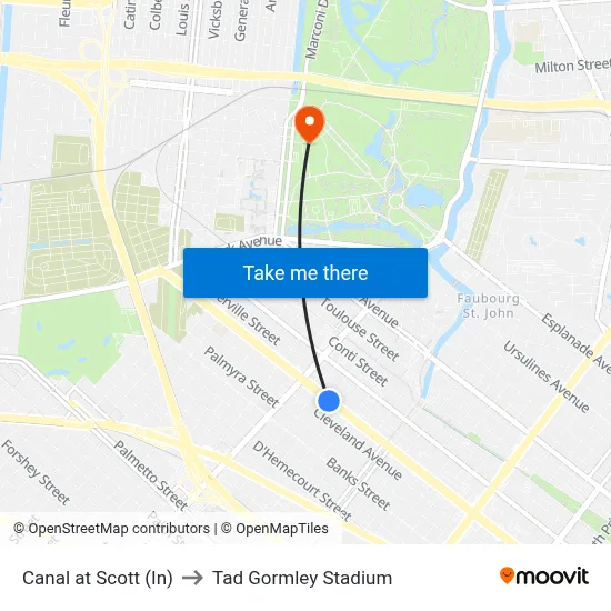Canal at Scott (In) to Tad Gormley Stadium map